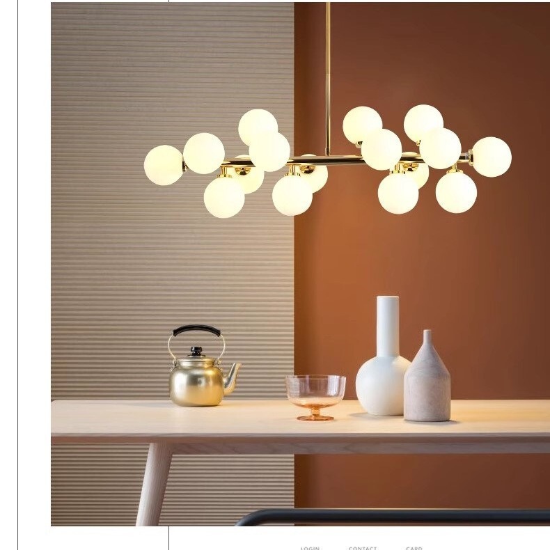Scandinavian Atmospheric Glass Bubble Ball Hotel Chandelier Living Room High-end Creative Milk White Ball Restaurant B&b Chandelier