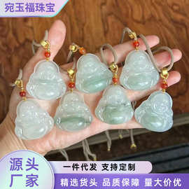厂家批发天山翠佛公吊坠女款金丝玉弥勒佛玉石挂件笑佛毛衣链