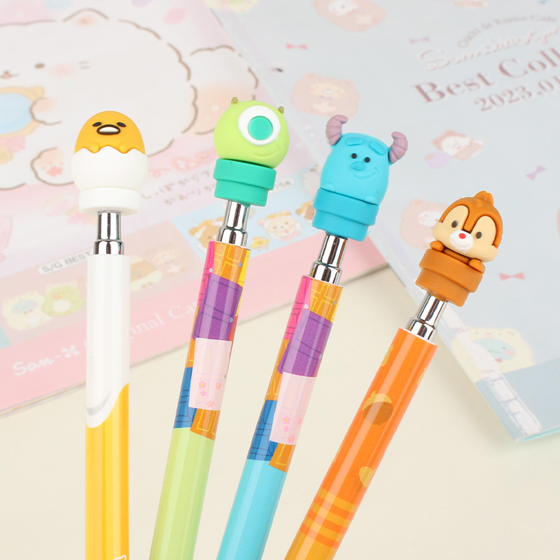 Daiso push-type ballpoint pen imported from Japan 0.7mm creative cartoon animation co-branded black neutral ballpoint pen