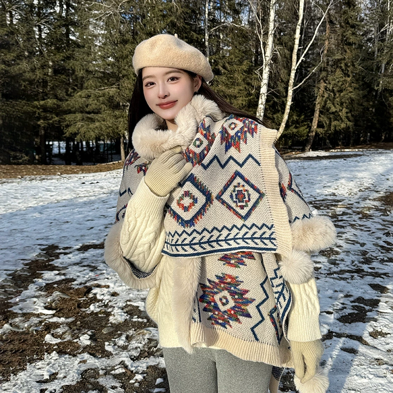 Демисезонный плащ, накидка, шарф для утепления, увеличенная толщина