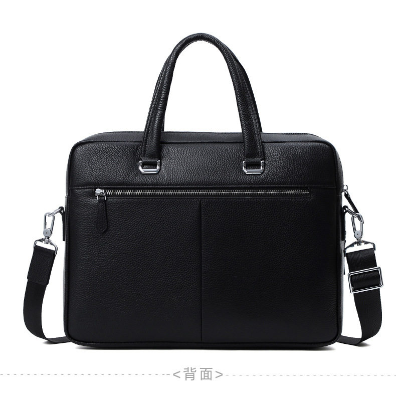 Túi xách tay nam da bò thật 39×9×29 cm đựng laptop 15 inch, túi công sở đeo chéo một vai — Màu đen chi tiết 12