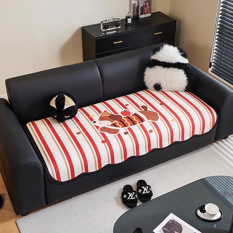 Cojín de sofá de dibujos animados de forma especial 2025 nuevo estilo Four Seasons Universal Una cubierta de tela antideslizante de fila recta de chenilla