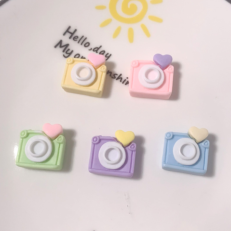 Nueva cámara de amor de dibujos animados, accesorios de resina de bricolaje, gel de crema, accesorios para el cabello, colgantes de carcasa para teléfono móvil, agujeros, zapatos, accesorios de hebilla