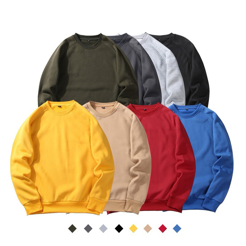 Men's Sweatshirt Cross-Border European and American Retro Style Trendy Solid Color Color-Blocked Round Neck Sweatshirt Spring and Autumn Long-Sleeved Men's Pullover