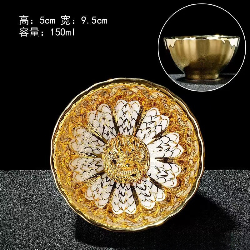 跨境热卖主人杯茶杯莲花杯花开富贵全银银莲花冰清玉洁银孔雀陶|undefined