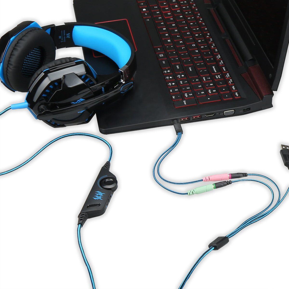 Yinzhuo G2000 beleuchtetes Stereo-Kabelkopfhörer für Computer, Gaming-Kopfhörer für PS5.