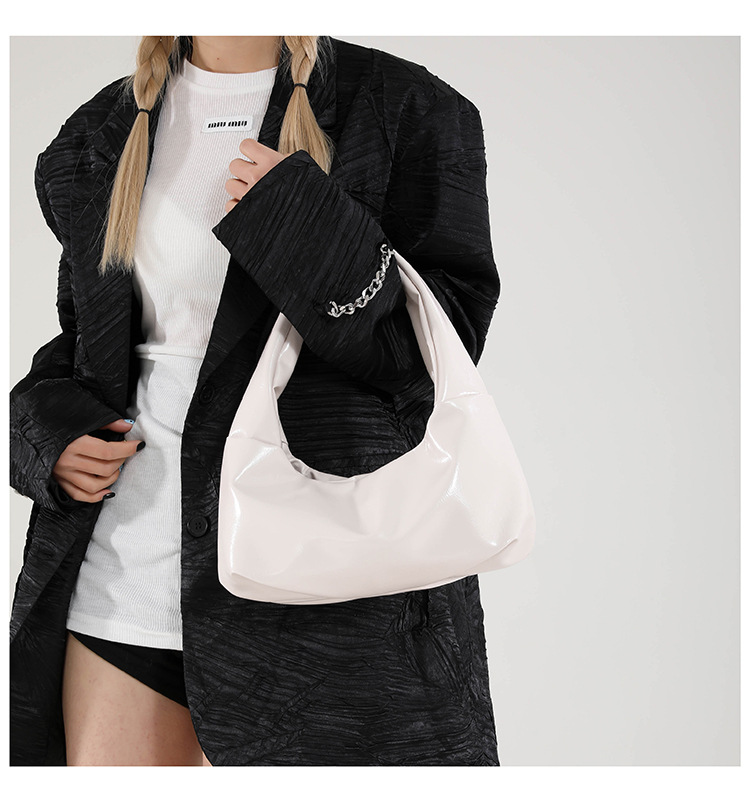 302g Weight Polyester Lining Material Zipper Closure Type Single Shoulder Strap Strap Type Shoulder Bag Bags Type Casual, Daily, Shopping Occasion Pu Leather Material Solid Color, Bow Knot Pattern All Seasons Season Women's Gender Streetwear Style Dumpling Shape Shape Women's Pu Leather Solid Color Bow Knot Streetwear Dumpling Shape Zipper Shoulder Bag 6