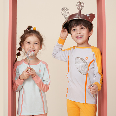 Q21儿童秋衣秋裤运动内衣天丝男童女童抑菌家居服套装保暖打底衫|ms