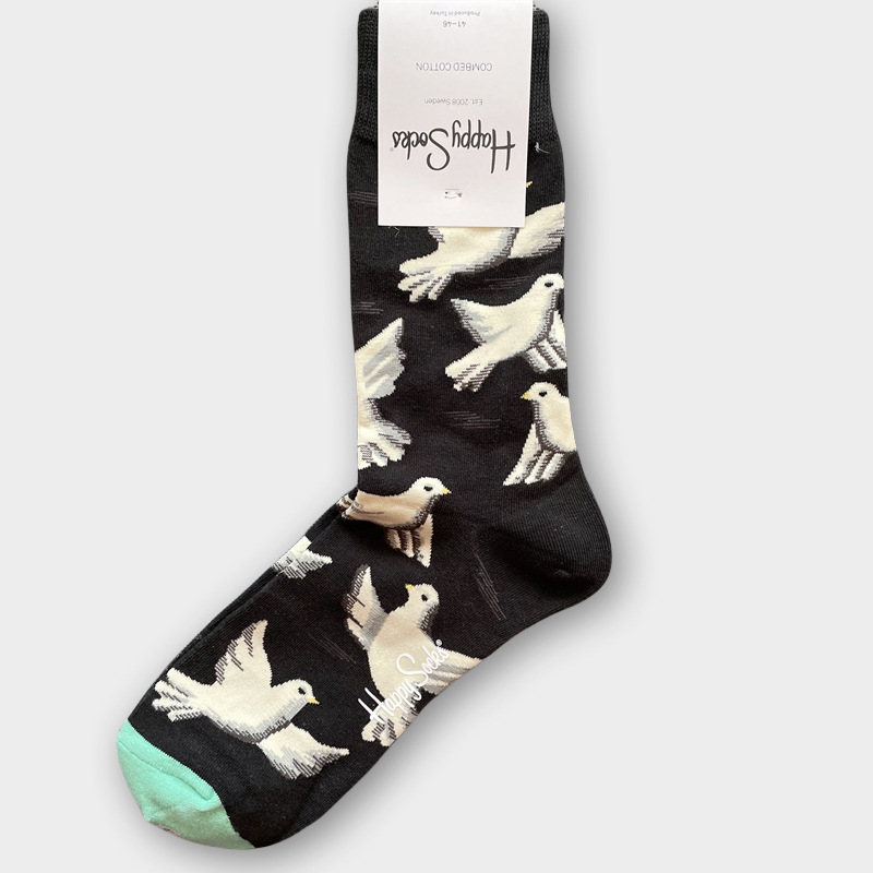 ハッピーソックス メンズソックス ミドル丈 コーマ綿 吸汗消臭 通気性 スウェーデン製 おしゃれ カラフル 薄手