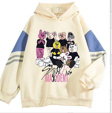 Suministro transfronterizo Harajuku KPOP stray kids álbum sudadera de manga larga empalmada sudadera con capucha marca de moda