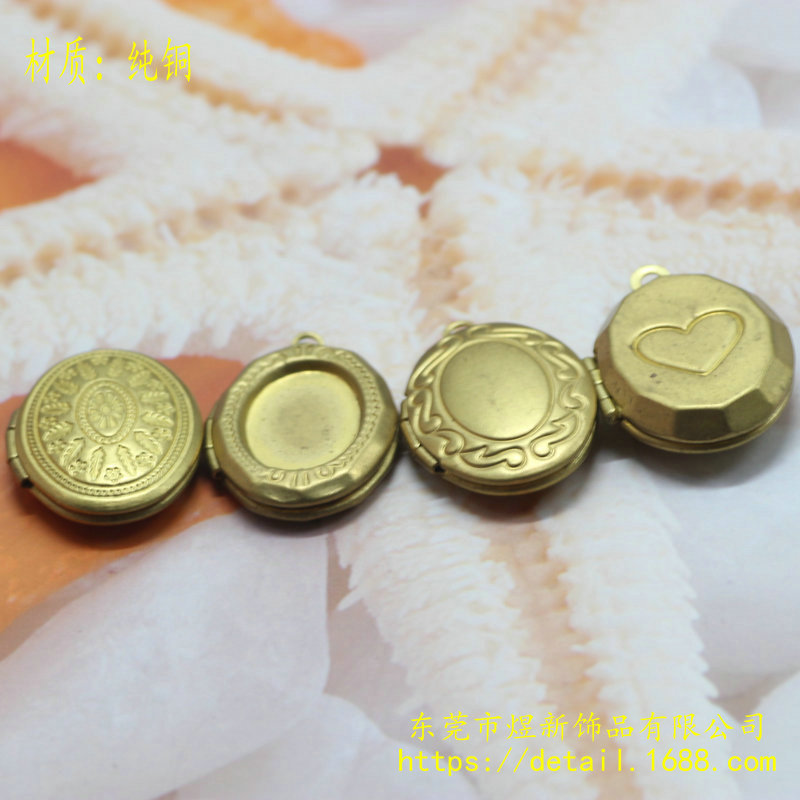 古风DIY饰品配件铜胚椭圆小相盒挂坠项链吊饰现货批发