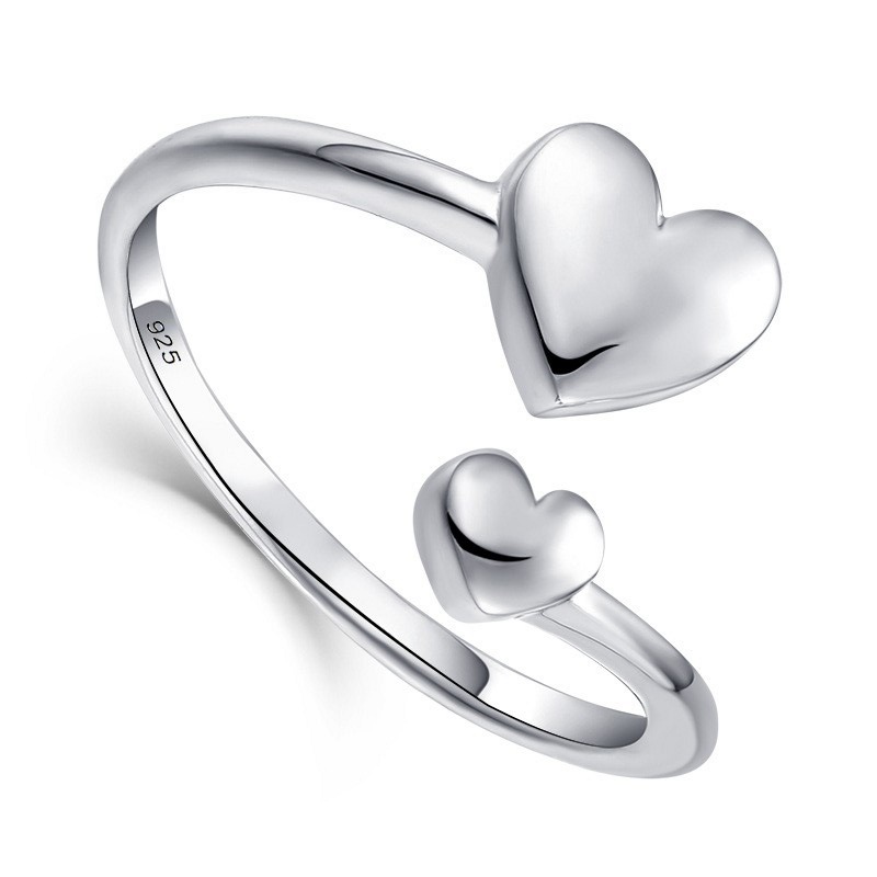 Cute Sweet Heart Shape Sterling Silver Plating Open Ring display picture 1