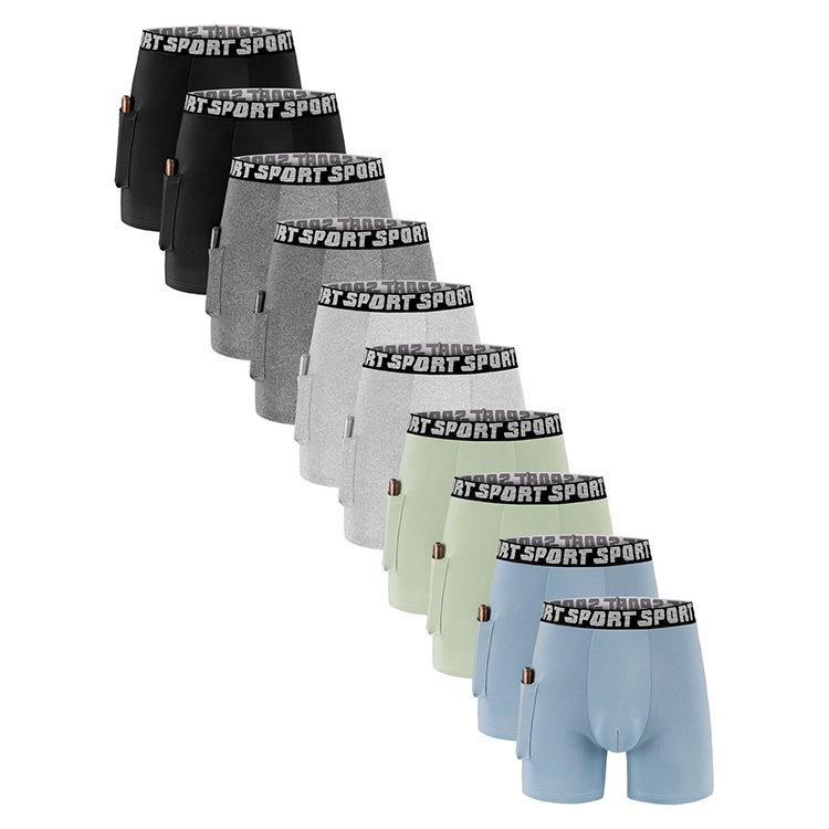 Cross-Border Sports Compression Shorts for Men with Pockets, Track and Field Running Basketball Base Shorts, Five-Point Underwear