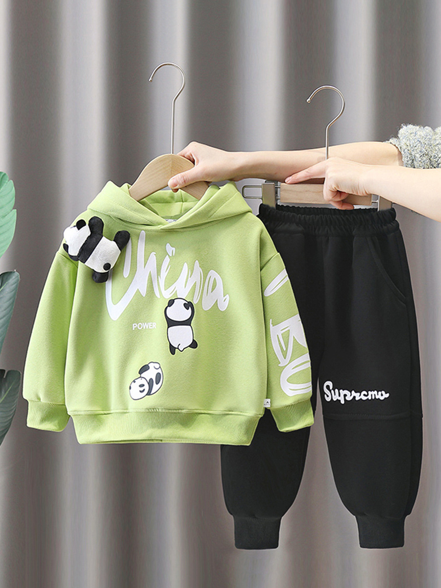 Conjunto de Sudadera Panda para Niños 6154, Primavera y Otoño 2026, Ropa de Bebé Moderna, Conjunto de Dos Piezas para Niños