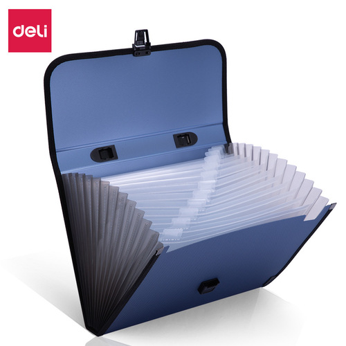 Deli organ bag 5556 A4 portable file bag business bag briefcase 13 grid data storage bag wholesale