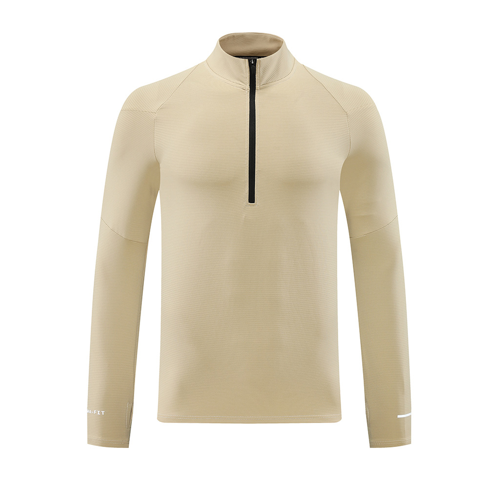 Dijia al aire libre rápido secado deportivo suéter medio cremallera elástico rápido secado de cuello de acondicionamiento físico entrenamiento de carrera camiseta de manga larga hombre
