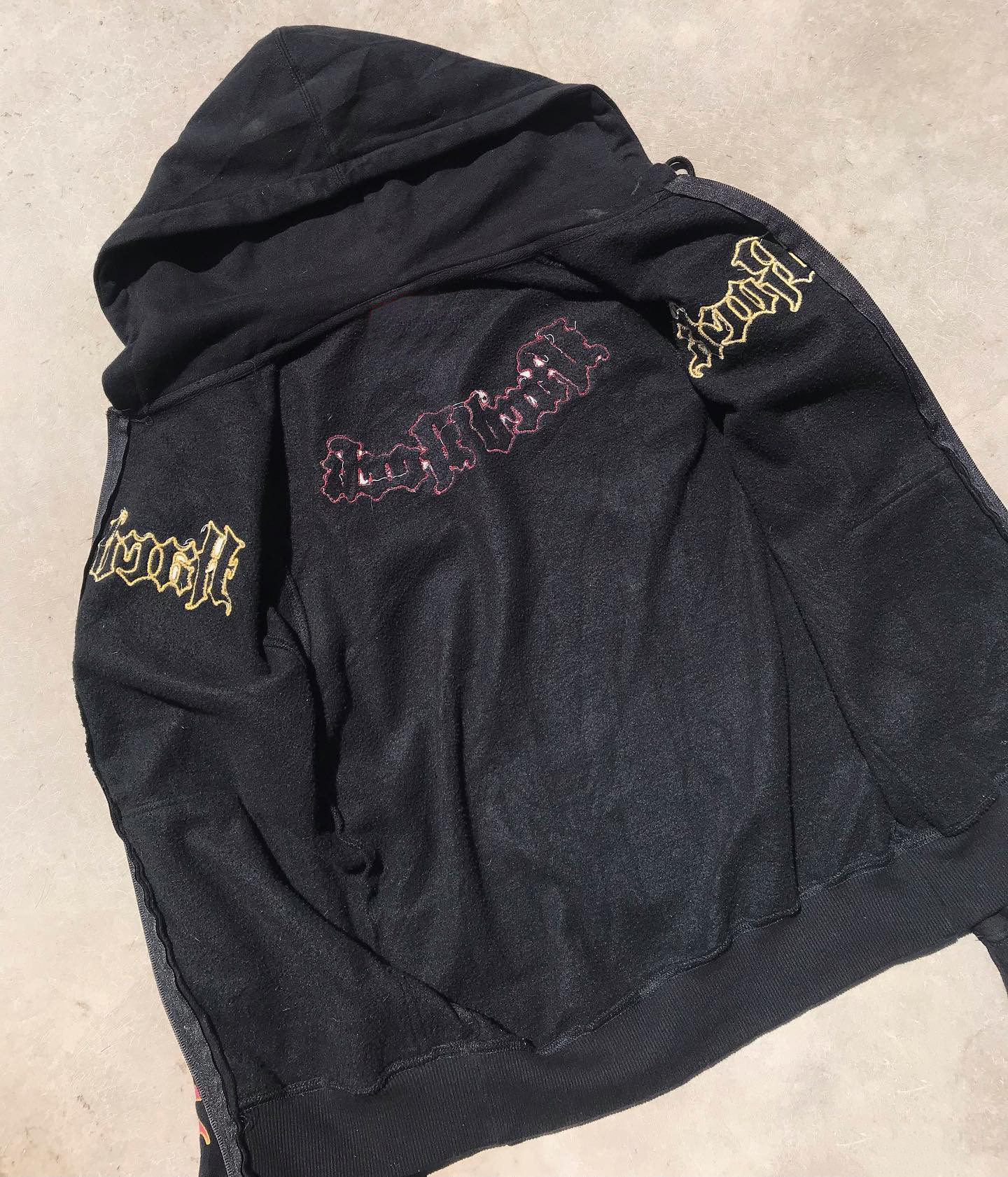 Men's Clothing autumn and winter sweatshirt street retro print embroidery loose plus velvet hooded_voghion.com