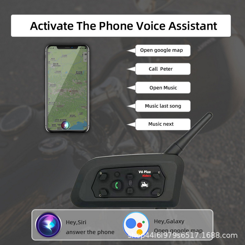 Cross-Border Exclusive Supply of Popular Motorcycle Helmet Bluetooth Headsets V6Pro/V6Plus with Real-Time Networking and Noise Reduction