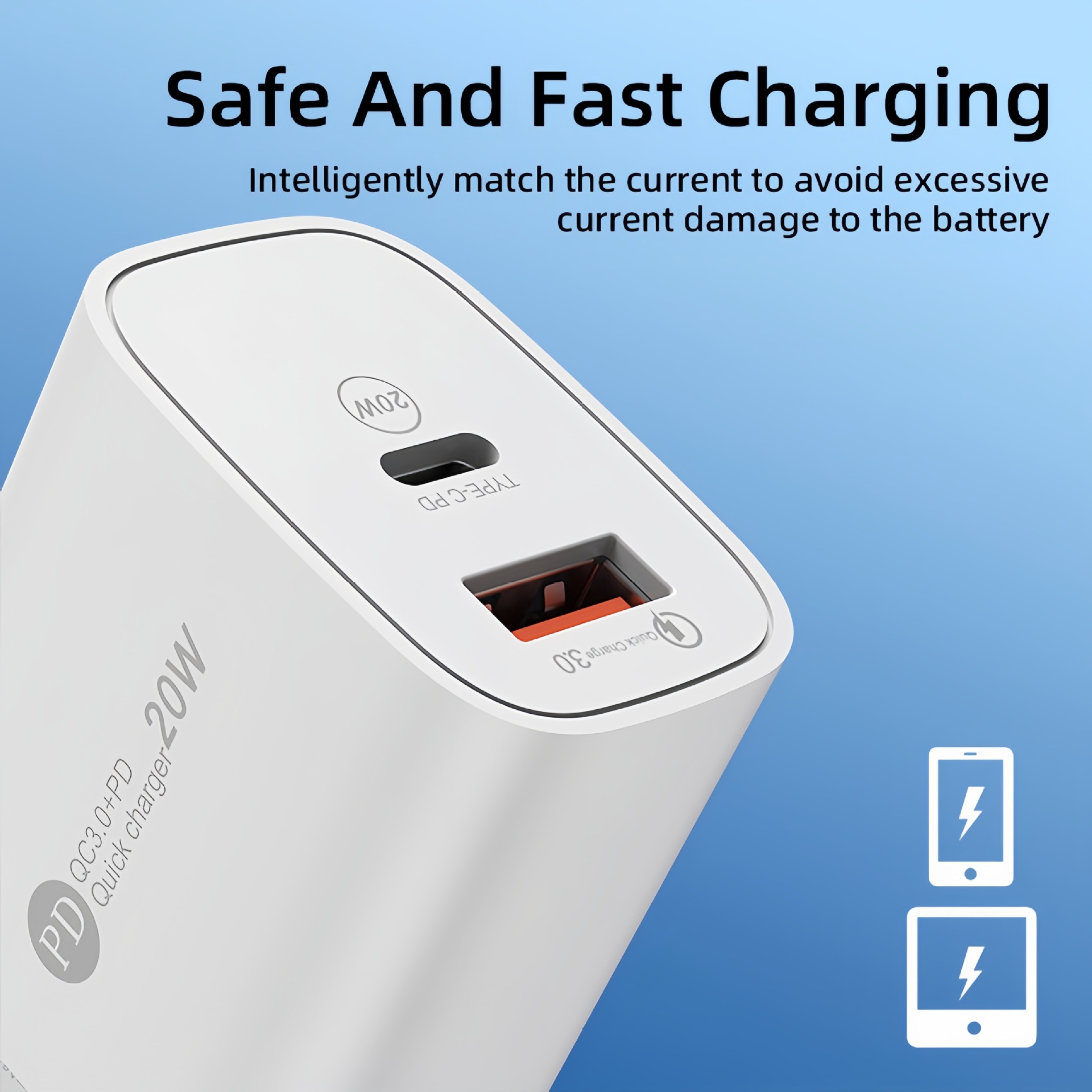 Fábrica al por mayor aplicable Apple PD20W QC3.0 estándar europeo/americano cabezal de carga doble puerto A C cargador de teléfono móvil
