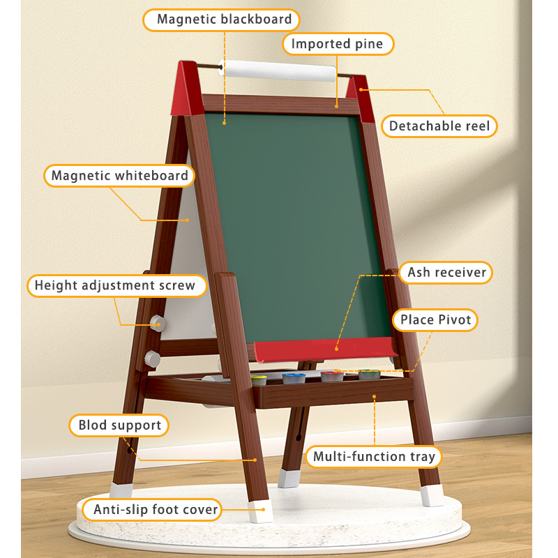 Tipo de soporte de pizarra pequeña para niños, aprendizaje en casa, escritura magnética de doble cara, dibujo, caballete de tablero de dibujo libre de polvo borrable