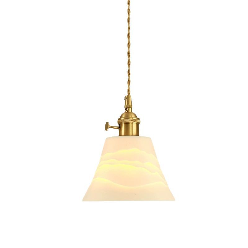 Lámpara Colgante de Estilo Japonés, Retro, Wabi-Sabi, de Nogal, Latón y Cerámica, Minimalista, para Vestíbulo, Comedor, Bar, Dormitorio, Lámpara de Noche