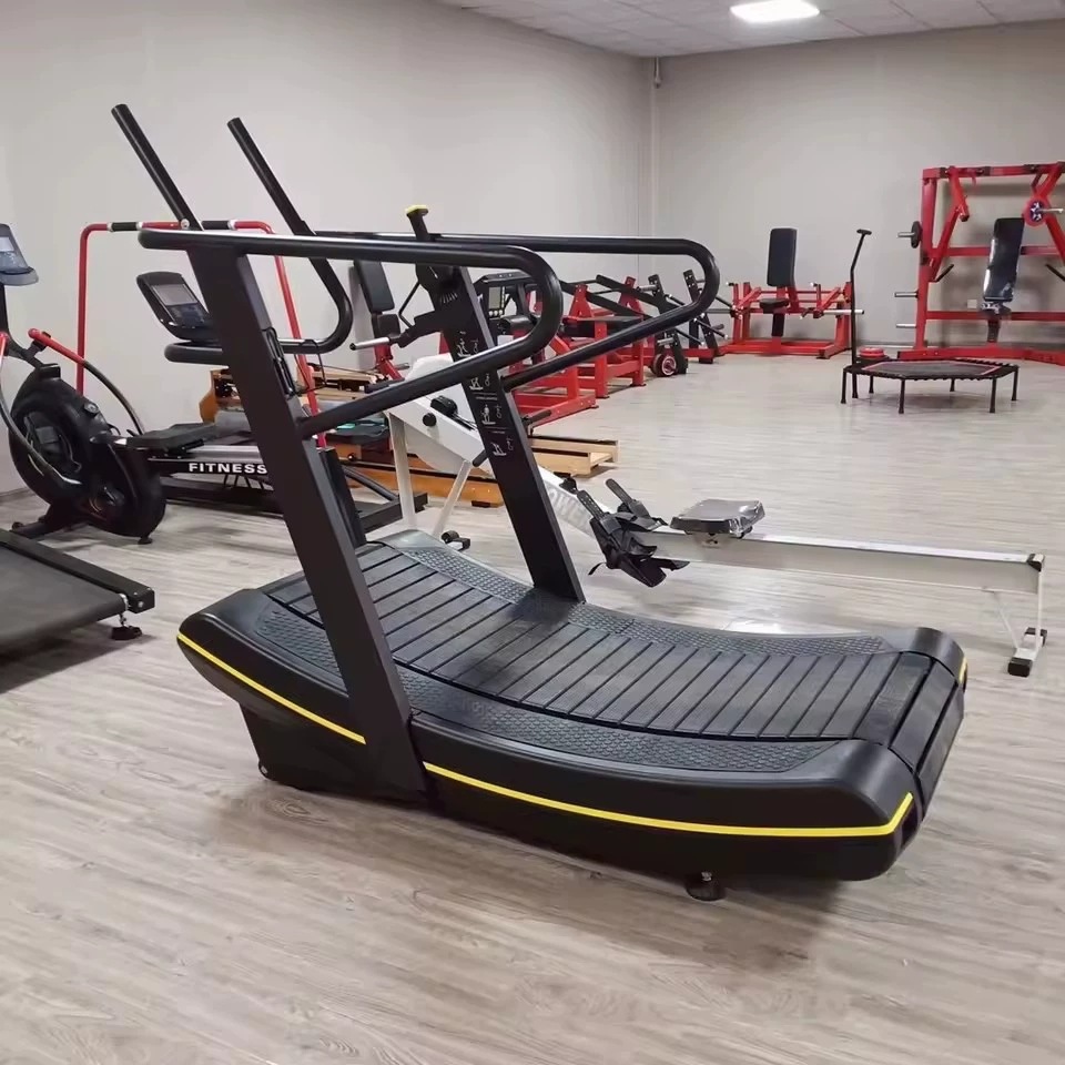 Gimnasio Caminadora de correr de superficie curva comercial indoor sin potencia Equipo de ejercicio mecánico de auto-peso silencioso aeróbico