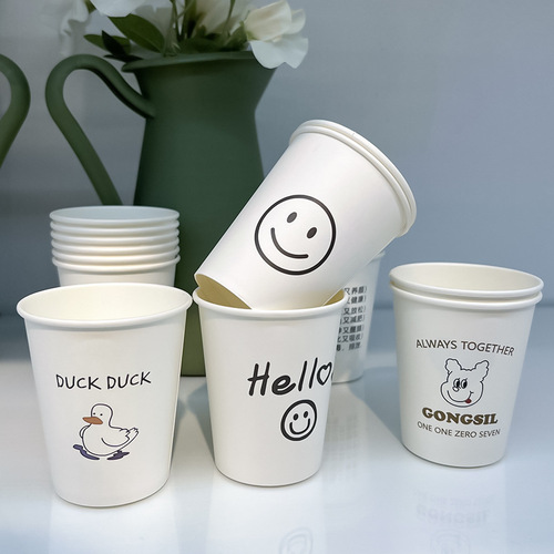 Ins-style thickened commercial cartoon pattern paper cups, household soy milk cups, smiling water cups, available for wholesale
