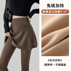 SPLELED秋冬用ツーピーススカートパンツ、着痩せ効果、カジュアルで暖かいシャークパンツ、女性用アウターウェア、お腹を引き締める裏起毛レギンス