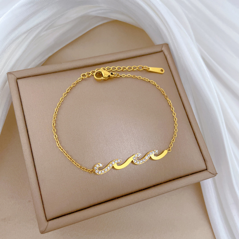 Minimalist Wave Chain Bracelet For Women Retro Style Silver Tone_voghion.com