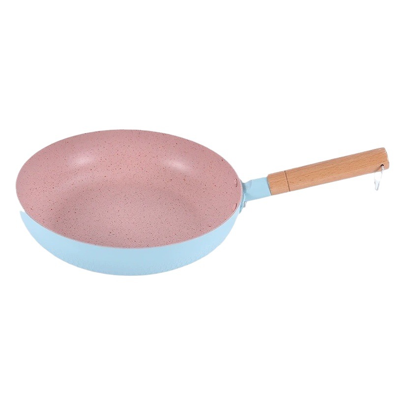 Creativo mango de madera de aluminio sartén cocina de inducción pan universal hogar comida complementaria huevo frito sartén al por mayor