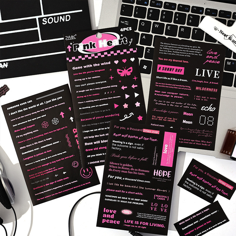 Calculantes adhesivos diarios diarios retro transfronterizos palabras populares inglesas pegatinas de frase