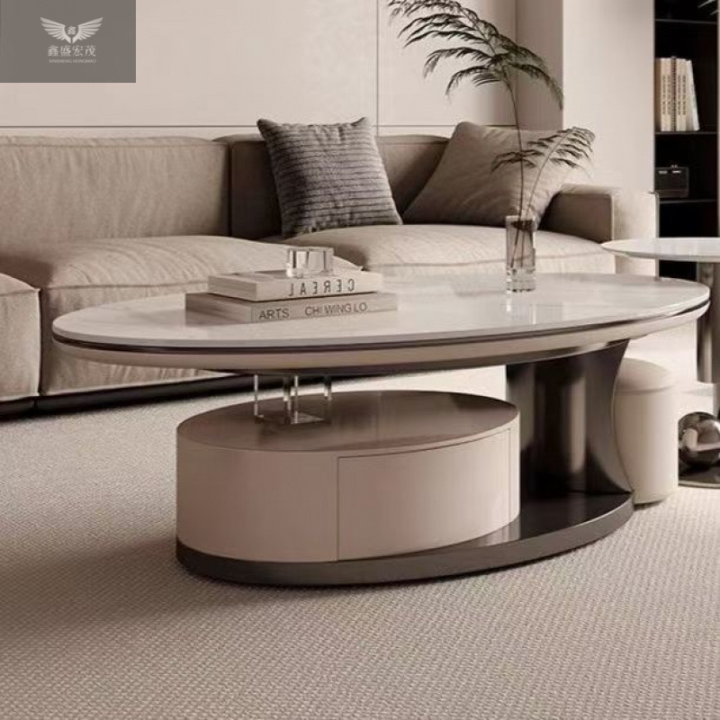 Moderno minimalista italiano de lujo mesa de té de tabla de roca sala de estar casa combinación de tamaño oval diseño creativo