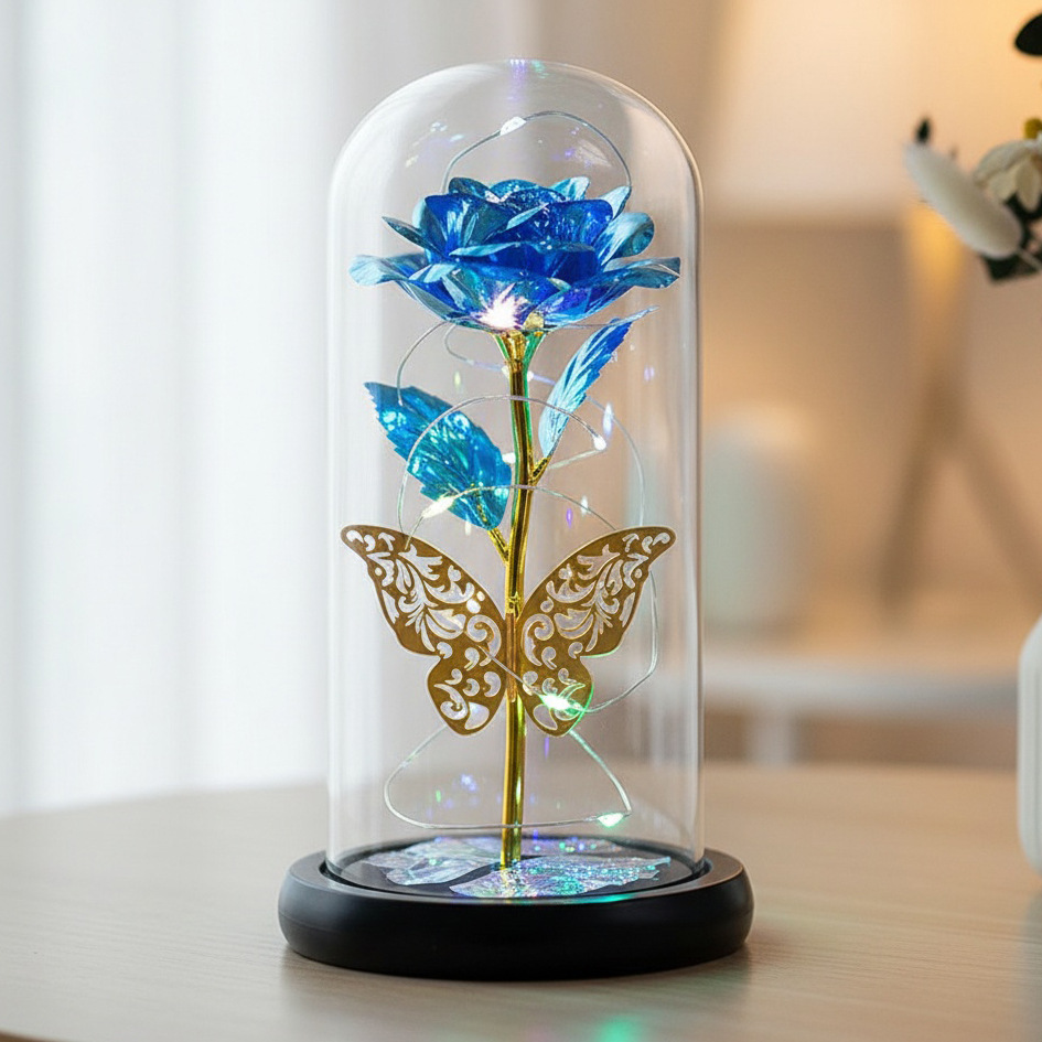 Amazonas transfronterizas flores inmortales cubierta de vidrio de oro de flores de flores de Navidad Día de la Madre Regalos de Día de San Valentín Decoraciones creativas