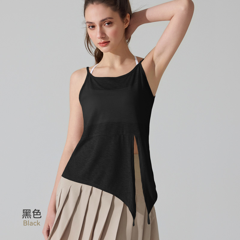 Europa y Estados Unidos transfronterizos camisas de yoga transpirables transpirables sin mangas y bifurcadas, chalecos deportivos, chalecos para correr, chalecos de ejercicios para mujeres