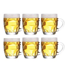 到手6个网红菠萝杯啤酒杯加厚带把牛奶杯 饮料杯水杯早餐杯夏季