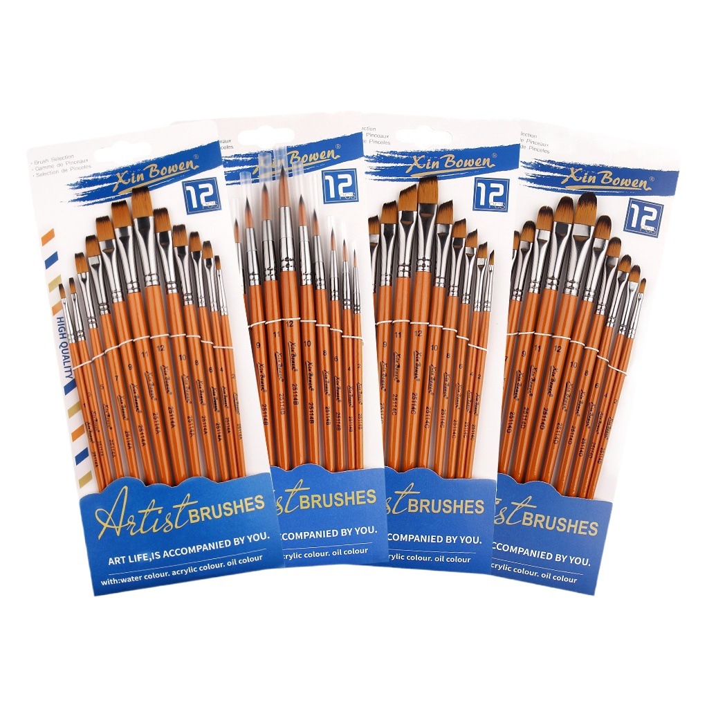 Amazon madera nylon lana tiza 12 unidades traje estudiantes de arte pintura acuarela pluma aceite cepillo al por mayor