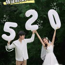 领证拍照道具数字气球登记跟拍摄订婚礼结婚一周年纪念日工具生日