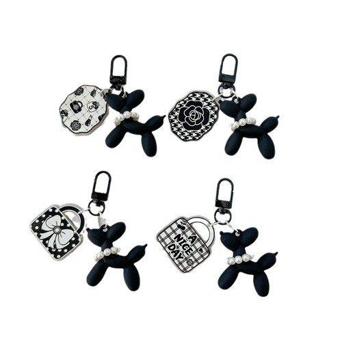 Xiaoxiangfeng fresh and sweet balloon dog ins keychain camellia pendant personalized keychain women's bag pendant