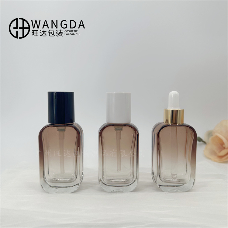 30ml 扁方按压滴泵瓶 粉底液四方瓶 香水喷雾瓶 乳液厚底玻璃瓶