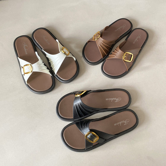 Cross-border Slippers Women's Summer Wear New Style Slippers Fashion Flat Non-slip Fairy Style Women's Shoes for Foreign Trade