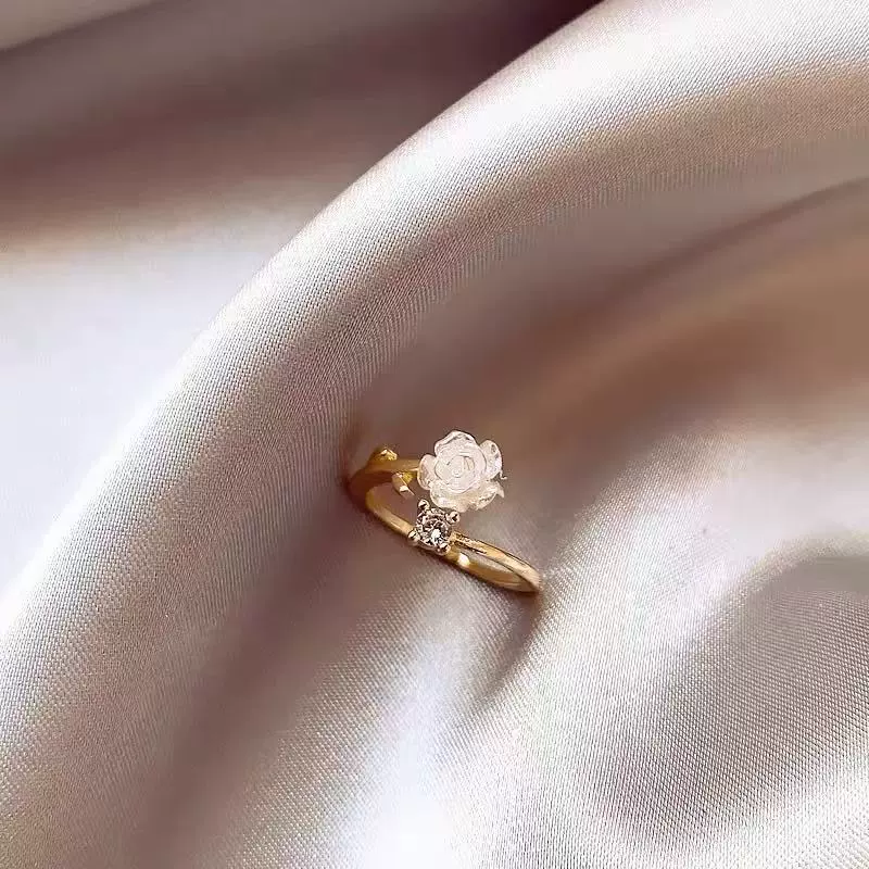 Mountain tea, adjustable ring, small design zirconium, high-quality style, on index finger, 2024 years