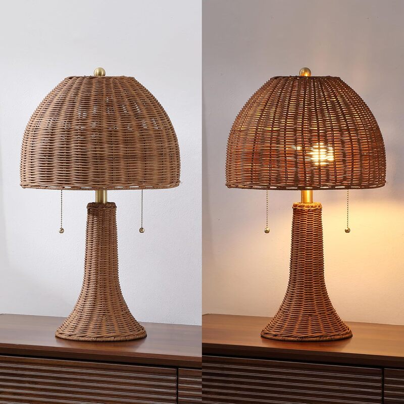 Retro Style Hand-Woven Lampshade Table Lamp, Bohemian Bedroom Bedside Lamp, Living Room Office Natural Style Table Lamp Retro Style Hand-Woven Lampshade Table Lamp, Bohemian Bedroom Bedside Lamp, Living Room Office Natural Style Table Lamp