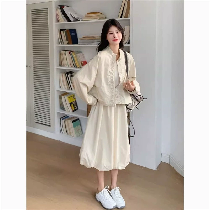 Fat mm, непринужденный повседневный модный костюм в корейском стиле, женский летний комплект больших размеров, топ 150kg + юбка-трапеция, комплект из двух предметов