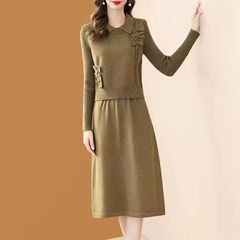 毛衣套装两件套连衣裙秋冬季新款2025气质女针织马甲套装裙子穿搭