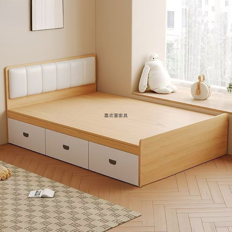 Solid Wood Tatami Bed Small Apartment High Box Storage Environmentally Friendly Bedroom Double Bed Modern Simple Storage Single Bed