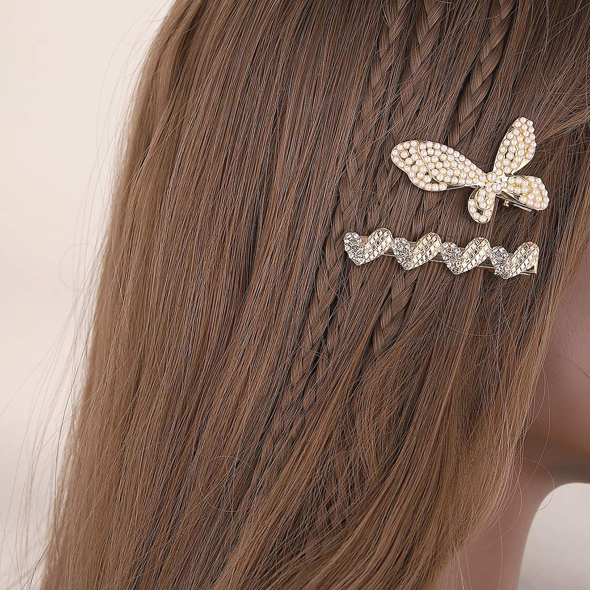 Sweet Heart Shape Butterfly Alloy Plating Artificial Pearls Rhinestones Hair Clip display picture 3