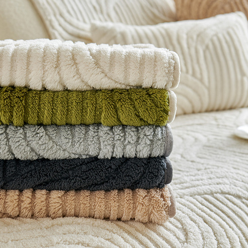 Cross-border exclusive cream-style plush cotton sofa cushion 2025 new winter autumn plush thick seat pad anti-slip cover towel