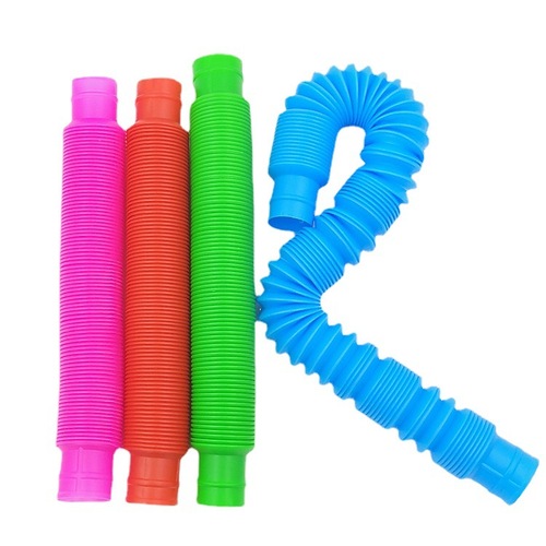 跨境爆品pop tube彩色塑料伸缩管玩具 解压儿童diy波纹管玩具批发