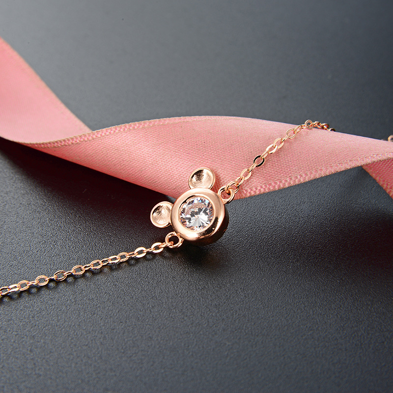 Joyas de diamantes accesorios de moda japonés y coreano s925 pulsera de plata de circón pulsera de temperamento en forma de Mickey Mouse para mujer