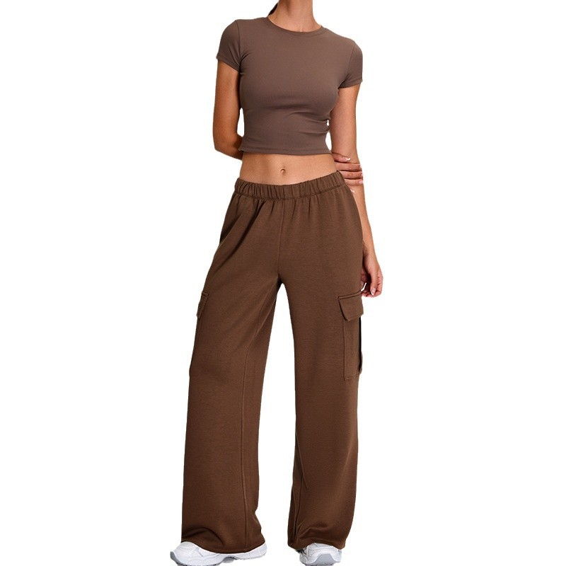 Nuevo conjunto de yoga de manga corta transfronteriza delgado y delgado, herramientas deportivas de ocio para mujeres, pantalones de secado rápido, conjunto de ropa de fitness